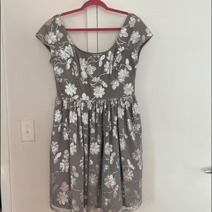 Silver and grey sequined floral dress